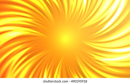 Abstract autumnal hot sun burst vector background. Yellow and orange radial curvy rays backdrop with copy space.