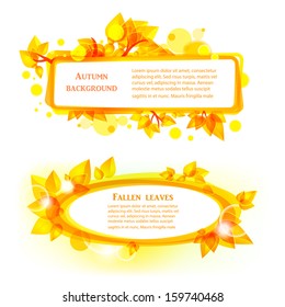Abstract autumnal leaves frames with place for text