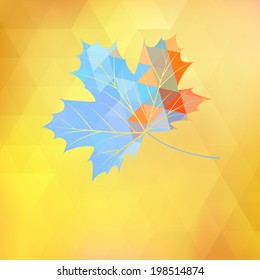 Abstract autumnal maple leaf background made of triangles. And also includes EPS 10 vector