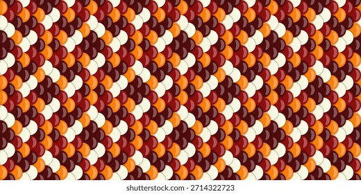 Abstractas patrón otoñal.  Diseño vibrante y sin fisuras con círculos superpuestos en tonos cálidos y terrosos.  Perfecto para fondos falsos, textiles o diseño de Sitio web.