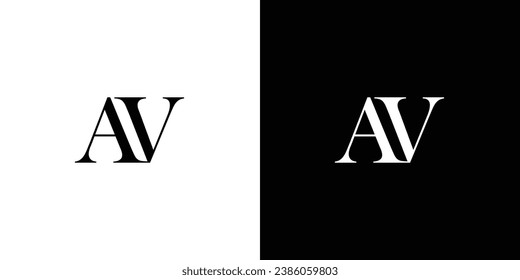 Abstract AV letter design logo logotype icon concept with a serif font and classic elegant style look vector illustration.