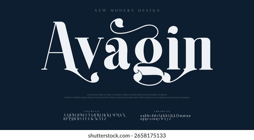 Abstract Avagin  font alphabet. Minimal modern urban fonts for logo, brand etc. Typography typeface uppercase lowercase and number. vector illustration