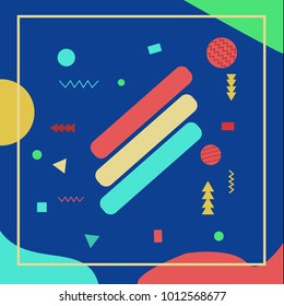 Abstract avangarde retro background with multicolored geometric shapes