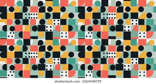 Abstract avant-garde tile patter. Geometric and flat pattern, seamless vector. Prints of rectangles, squares shape design.