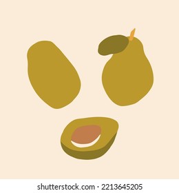 Abstract avocado illustration. Flat vector drawing