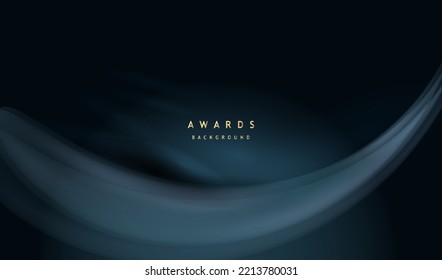Abstract award background. Black and blue curtain with light line ceremony vector design.