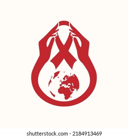 Resumen de antecedentes de día o mes de concientización. Número de ocho siluetas con cinta roja y texto de muestra