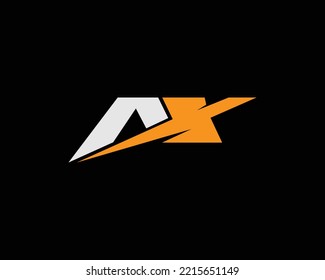 Abstract AX Letter Unique Logo Design. Exclusive Vector Illustration On Black Background.