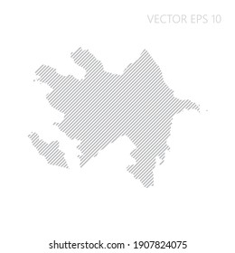 Abstrakte aserbaidschanische Karte mit grauen diagonalen Linien. Aserbaidschanische Streifenkarte. Vektorgrafik EPS10.