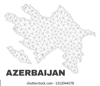 Abstract Azerbaijan map isolated on a white background. Triangular mesh model in black color of Azerbaijan map. Polygonal geographic scheme designed for political illustrations.