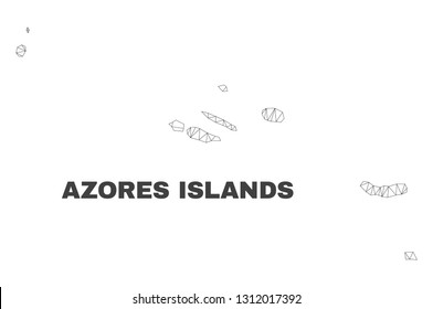 Abstract Azores Islands map isolated on a white background. Triangular mesh model in black color of Azores Islands map. Polygonal geographic scheme designed for political illustrations.