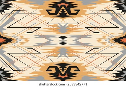 Abstract Aztec color pattern. Seamless lines for fabric. Carpet making.