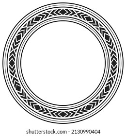 Abstract Aztec frame. Black circle frames with tribal patterns. Vector Illustration. Border template.