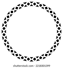 Abstract Aztec frame. Circle tribal ethnic pattern in black and white color background. Tattoo concept.
