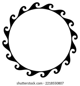 Resumen del marco azteca. Patrón étnico tribal circular en color negro y blanco. Concepto de tatuaje hawaiano.
