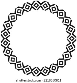 Abstract Aztec frame. Circle tribal ethnic pattern in black and white color background. Hawaiian tattoo concept.