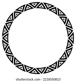 Abstract Aztec frame. Circle tribal ethnic pattern in black and white color background. Hawaiian tattoo concept.