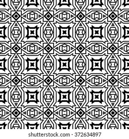 Abstract Aztec seamless pattern with arrows.  Geometrical tribal forms and elements. Black and white.