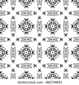 Abstract Aztec seamless pattern. Background ethnic monochrome design.