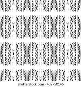 Abstract Aztec seamless vector pattern. Background ethnic monochrome design. Modern stylish texture. Hand drawn tribe motif.