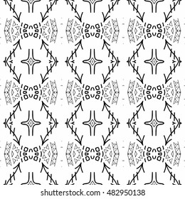 Abstract Aztec seamless vector pattern. Background ethnic monochrome design. Modern stylish texture. Hand drawn tribe motif.