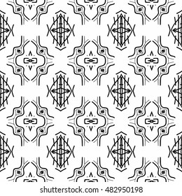 Abstract Aztec seamless vector pattern. Background ethnic monochrome design. Modern stylish texture. Hand drawn tribe motif.
