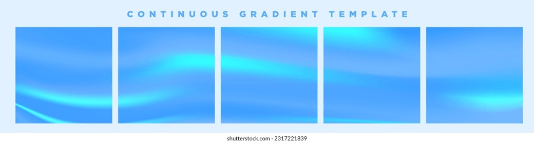 Abstract Azure Blue Gradient Carousel Ad Template. Continuous Square Card Templates. Five gradient backdrops. Perfect for designs, feeds, social media, web, banners. Vector Illustration.