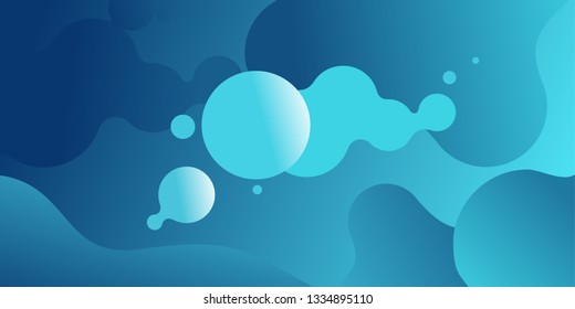 Abstract azure and blue neon bubbles background for parallax effect scrolling landing page.