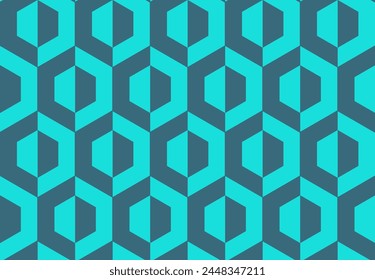 Abstract azure blue pattern for packaging and background. Abstract geometric seamless pattern of hexagons