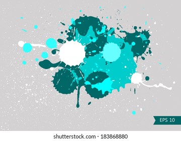 Abstract azure ink blotch. Vector illustration