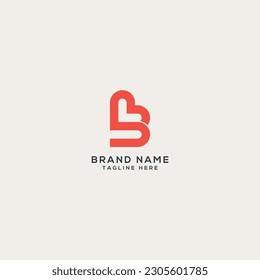 Abstract B letter heart logo design symbols. Initials letter typography monogram