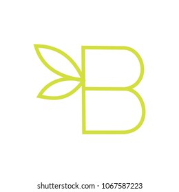 abstract b letter leaf design vector
