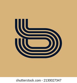 Abstract b letter with lines stroke technology 