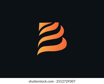 Abstract B Letter Logo Design. B Logo with Innovative Wavy Shapes, Inspired by Fire Flames. Stylish B Lettermark with Radiant Waves for Premium Branding. Custom Letter Logo and App Icon Design.