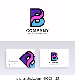 Abstract B letter logo flat icon. Flat modern agency sign vector design with brand business card.