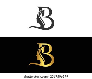 Abstract B Letter luxury beauty face logo icon design vector template.