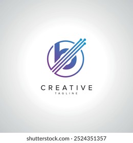 Abstract B Letter Tech Logo Design. Initial Technology Elements.