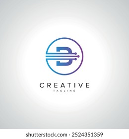 Abstract B Letter Tech Logo Design. Initial Technology Elements.