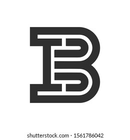 abstract B logo- B alphabet logo - B logo - B letter logo - black and white - vector
