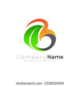 Abstract B logo and leaf design combination, tree logos