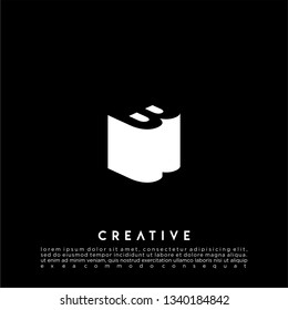 abstract B logo letter in 3d shadow design concept