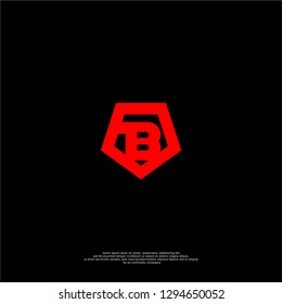 abstract B logo letter in red pentagon shape design concept