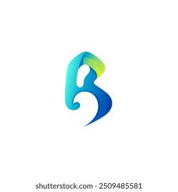 Abstract B logo and water wave design, ocean logos, blue color