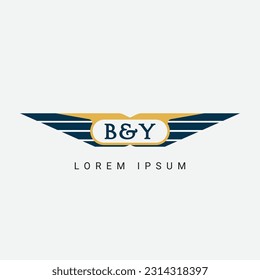 Abstract B and Y wing concept Logo Template Design Vector