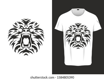 Abstract baboon yawning in tribal Vector Illustration for t-shirt prints, posters, apparel, and other uses