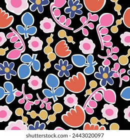 abstract  baby animals and flowers pattern. Vector illustration with cute animalsand floral. Nursery baby illustration