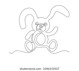 abstract baby bunny, plush toy Continuous One Line Drawing