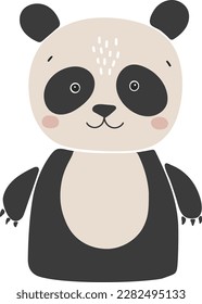 Abstract baby panda vector, boho baby animals, cute animal isolated, adorable panda for print, vector illustration