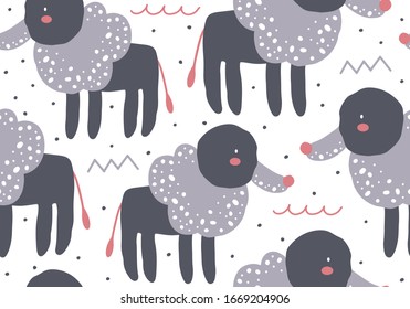 Abstract baby pattern with dog. Animal seamless cartoon illustration. Vector digital background with cute character art