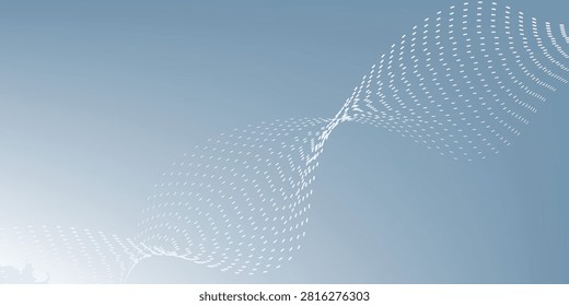 Abstract bacground wave line pattern and dot line particle on white  futuristic dots halftone